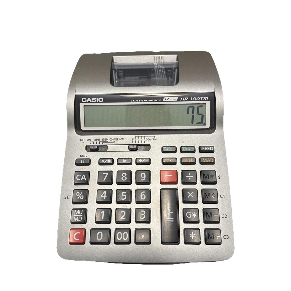 CASIO HR-100TM 12 Digits Tax & Exchange Printing Calculator NO ADAPTER